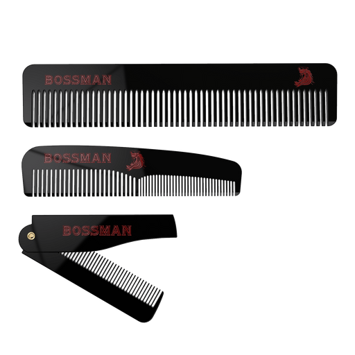 Bossman Set of 3 Acetate Beard, Mustache, Hair Combs